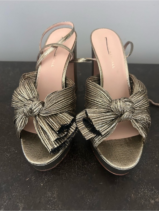 Loeffler Randall Shoes - Loeffler Randall Metallic Gold Knot-Front Slingback Heels